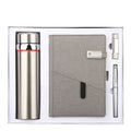 Hot Selling Products 2022 Business Stationery Pu Leather Custom Journal Vacuum Flask and Notebook and Pen Gift Set with Usb