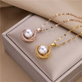 Wholesale New Stainless Steel Simple Fashion Gold Plated Necklaces Freshwater Pearl Diamond Necklaces
