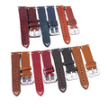 24mm Vintage Genuine Leather Watch Strap with Silver Buckle Breathable Feature for Panerai Seiko