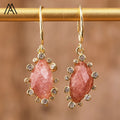 Romantic Fashion Crystal Hook Earrings Healing Natural Gemstone Horse Eye Shape Rhinestone Gold Anniversaries Parties Gift