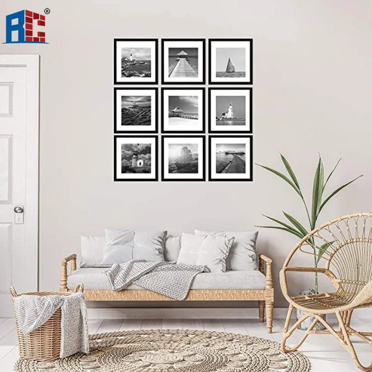 Wall Photo Frame Collage Picture Frame Set Wholesale Hot Sale Simple Restickable 8X8 11X14 Black White Plastic Digital Printing