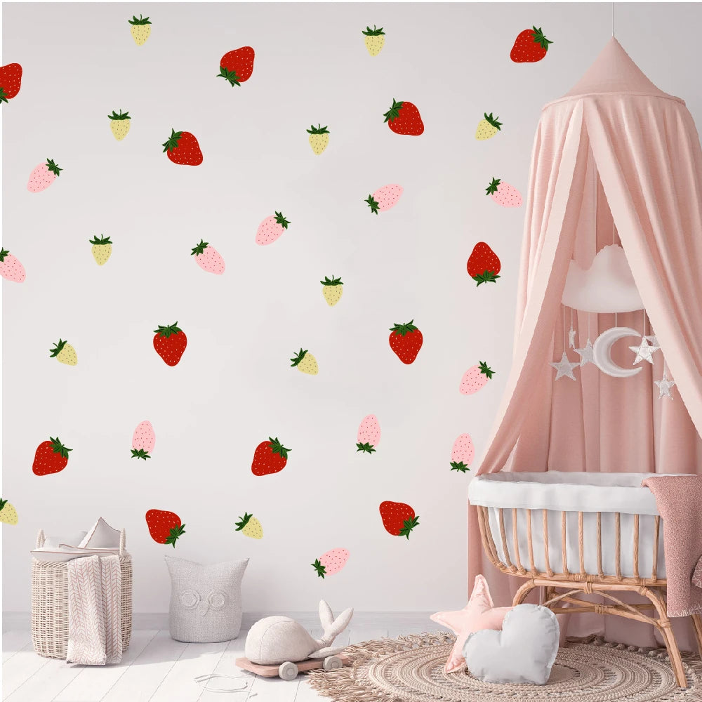 Kids Room Decoration 3d Fruit Strawberry Paper Wall Stickers