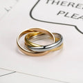 Waterproof 18k Gold Plated Stainless Steel Ring Fashion Three Color Layered Glossy Ring for Women Anillos De Acero Inoxidable
