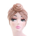 Wholesale Hair Accessories Custom Logo Plain Color New Design Pre-Tied Knotted Turban Cap Velvet Headwrap Turban for Women