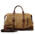 Waterproof Genuine Leather Canvas Soft Large Size Vintage Geometric Zipper Trendy Overnight Weekender Travel Duffle Bag Crazy
