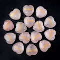 HZ 30mm Heart Shaped Pink Crystal Natural Gemstone Power Stone Agate Carved Engraving 15 Words Rose Quartz Inspiration Stone