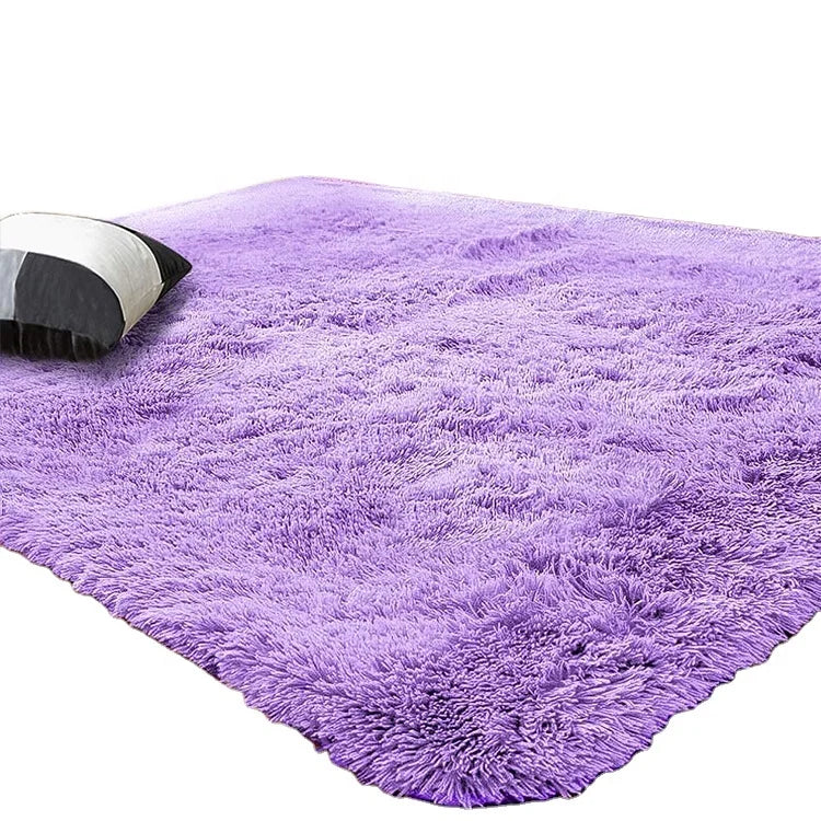 Factory Price Beautiful Long Pile Shaggy Purple Rugs Fluffy Soft Artificial Comfortable Fur Rug and Carpets for Living Room