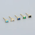 BS0522  925 Sterling Silver Earring Jewelry 18K Gold Square-Cut Zircon Earrings Studs
