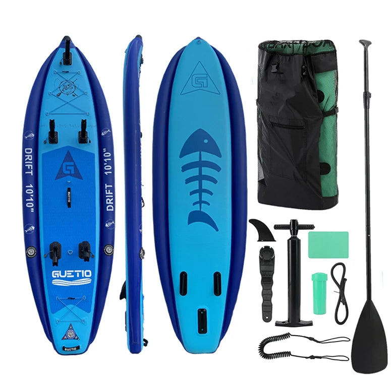 GUETIO Factory OEM BSCI CE Stand up PVC Inflatable Fishing Paddle Paddle Boards Standup Isup