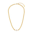 Elegant Gifts Jewelry Hip Hop Gold Plated Oval Steel Bead Jewelry Fashion Pearl Bracelet Necklace for Women Girls