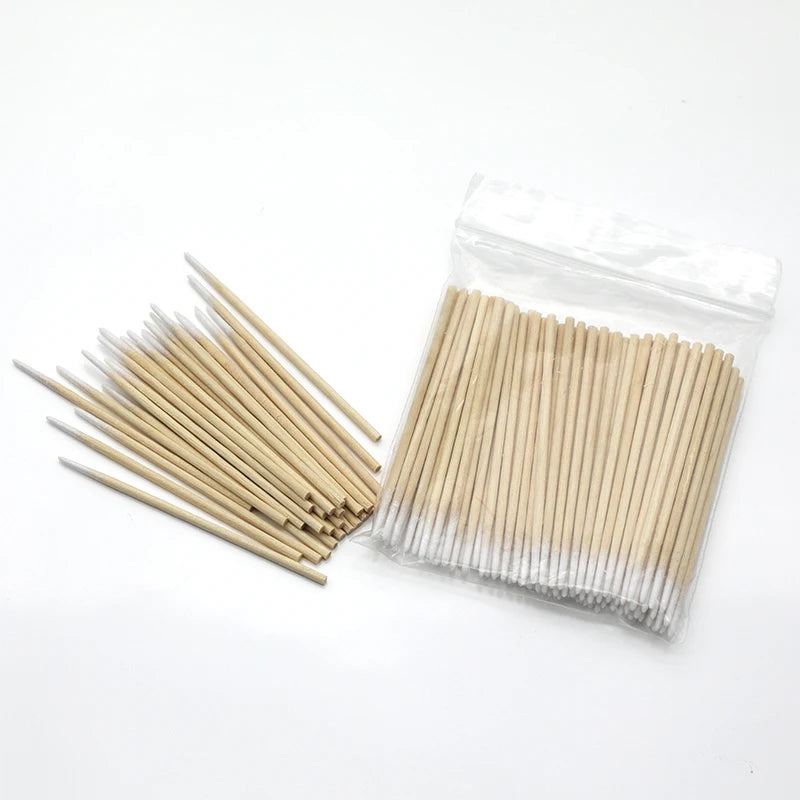 Bamboo Mascara Wand Wooden Tip sharp Swab Stick Hot Sale Makeup Double Side Oem Cotton Bud