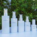 Luxury Cosmetic Lotion Skin Care Serum Bottle Set 50ml 200ml Square Shape Custom Color Logo Pump Sprayer PETG Packaging