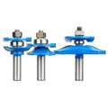 3PC 12MM 1/2 SHANK Small Ogee Rail Stile Backcutter Solid Carbide CNC Router Bits Set ODM OEM HRC45 Polyester Powder Coated