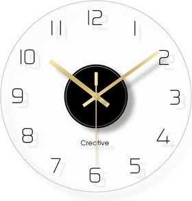 12-Inch Round Acrylic Wall Clock Silent Non-Ticking Transparent Decorative Clock for Living Room Office Black
