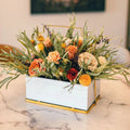 Factory New Design Preserved Flowers in Box Basket Preserved Roses Flower Box Decoration for Home Decor