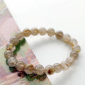 Round Beads Elastic Stretchable Bracelet Rutilated Quartz Crystal Genuine Natural for Men Women 8mm Golden Ball Gemstone Beads -