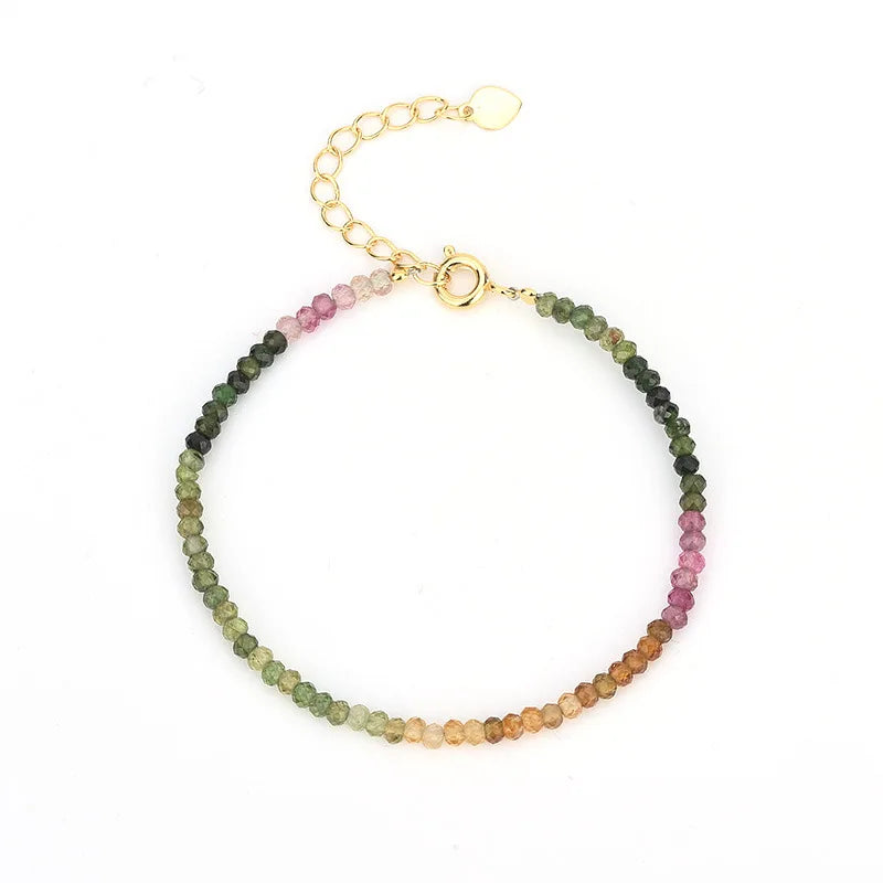 2mm Tourmaline Beaded Bracelet Meditation Spiritual Protection January Birthstone Gift Reiki Healing Crystal Dainty Bracelet