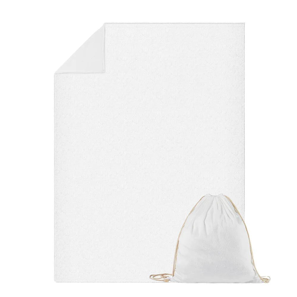 Sublimation Blank Print Luxury Recycled Novelty Microfiber Warmer Blanket With Drawstring Bag Beach Towel  for Outdoor Travel