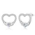 New Arrival Cubic Zirconia 925 Sterling Silver Jewelry Claddagh Love Heart Shape Stud Earrings for Women