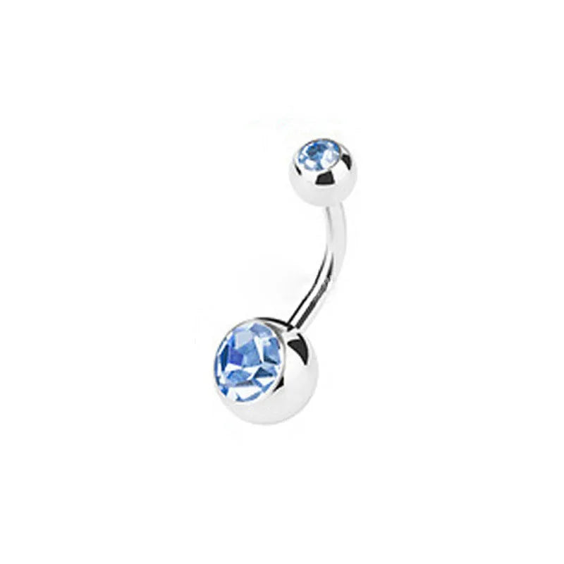 Surgical Steel Gold Plated Rhinestone Navel Bar Ring for Women's Belly Piercing Wedding Engagement Gift Body Jewelry