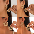 Exaggerated Spiral Conch Symbol Circle Gold Earrings Simple Design Sense Geometric Earrings for Women