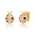 LOZRUNVE Elegant 925 Sterling Silver Kawaii Rainbow CZ Diamond Ladybug Stud Earring