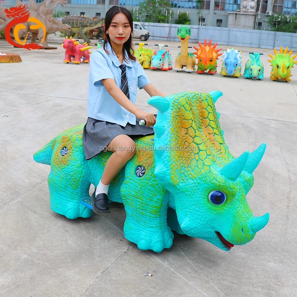 Outdoor Kids Playground Electric Battery Operated  Dinosaur Scooter Toy Car for Shopping Mall Cars for Kids with Lights