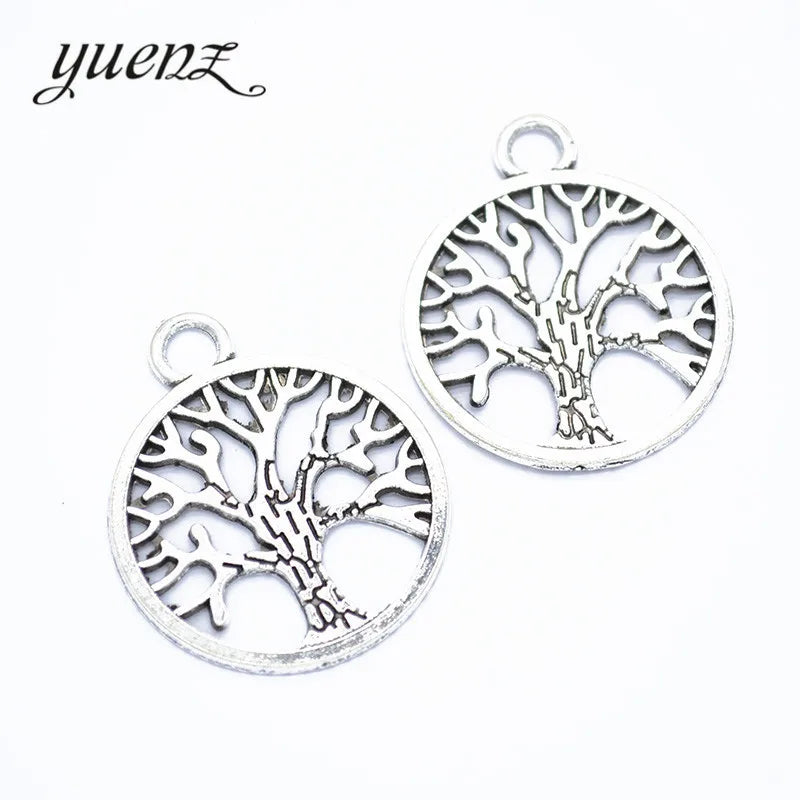 YuenZ Metal Life Tree Charms Antique Silver Plated Pendant for Jewelry Making Round Tree Necklace Charm 35*29mm Q248