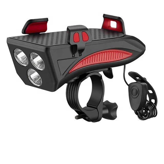 ROCKBROS USB Rechargeable 4000mAh Bike Light 4 in 1 Multifunctional 130dB Bike Light with Phone Holder