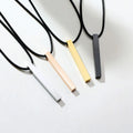 Engraving 3D Bar Cube Pendant Necklace Gold Plated Stainless Steel Geometric Plain Vertical Cuboid Stick Pendant Necklaces
