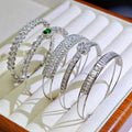 Ilona Luxury Fashion Diamond Bracelet New Design Copper Platinum Plating Opening Cuff square Oval Zircon Bangle for Women Party