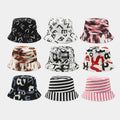New Trendy Bucket Hat Graffiti Letter Printing Double-Sided Sun Hat Spring Summer Outdoor Casual Reversible Bucket Fishing Hat