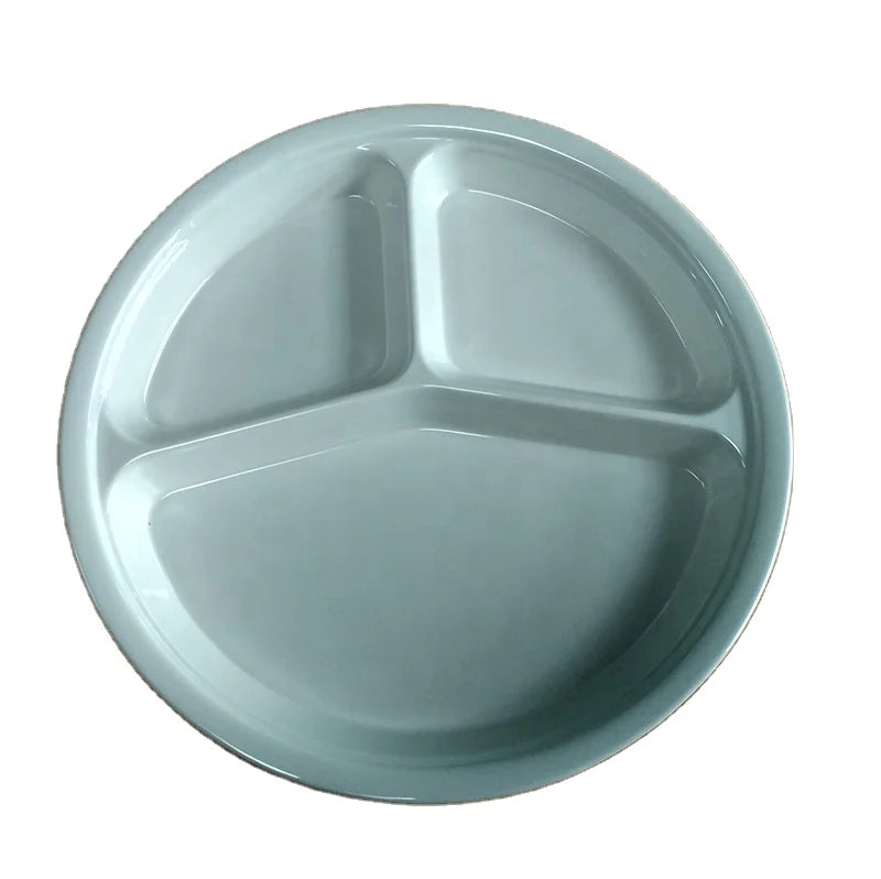 Wholesale Melamine Lunch Plate Divided Fast Food Tray School Canteen Compartment Plate Dish Plastic Plate