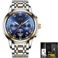 LIGE LG9810 Wholesale Price Luxury Men Quartz Watch Blue 40mm Dial Stainless Steel 3 Subdials Calendar Wrist Watch for Men + Box