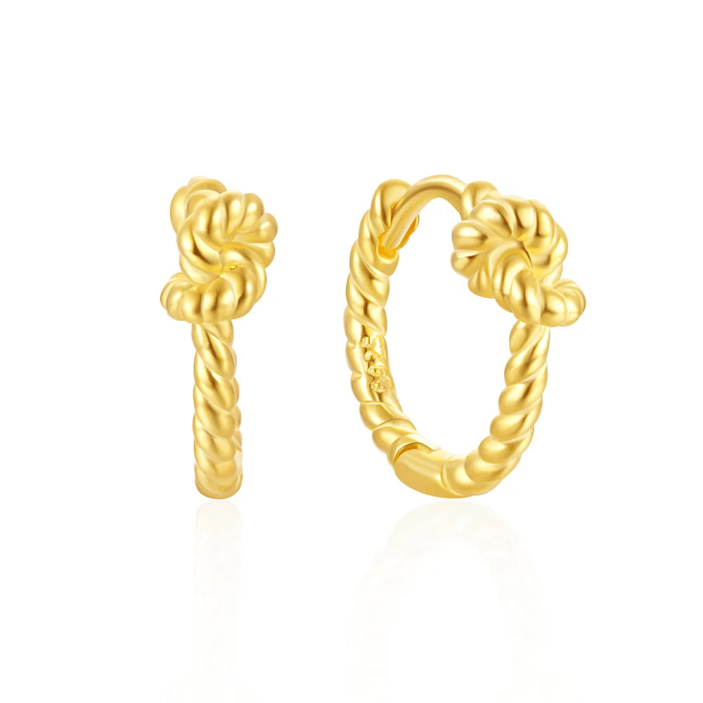 Fashion Jewelry 925 Sterling Silver Earrings Geometric Twist love Knot Gold Plated Hoop Earrings Women Valentine's Day Gift