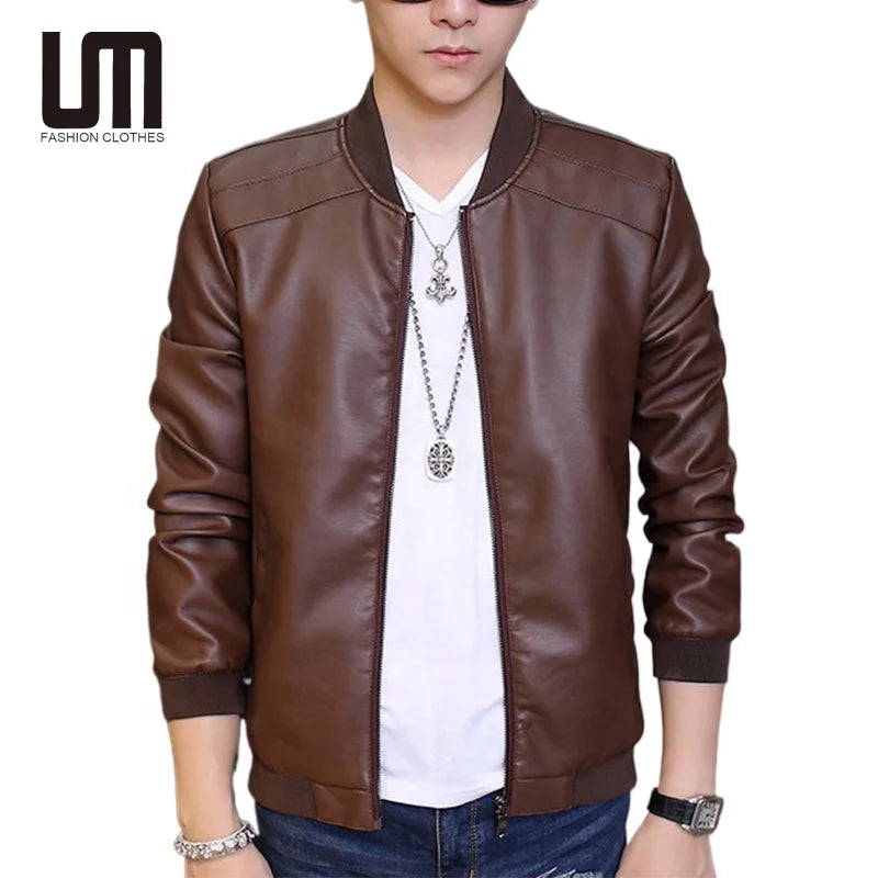 Liu Ming New Trends 2025 Autumn Men Fashion Long Sleeve Zipper Pu Leather Jacket Coats