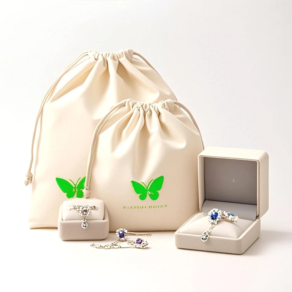 Customizable Cotton Muslin Drawstring Bags Recyclable Packaging for Crafts and Jewelry Gifts Custom Printed with Logo