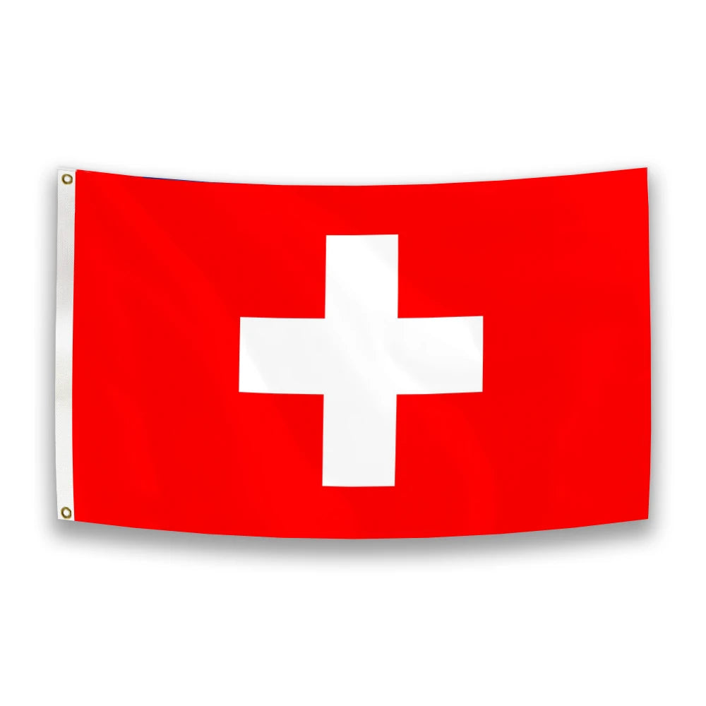 3x5Ft Switzerland Flag Polyester Fabric With Two Brass Grommets Wall Hanging Outdoor and Indoor Decor