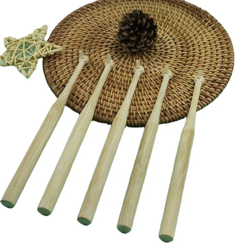 100% Natural Bamboo End Tuft Brush Eco Wood Orthodontic Toothbrush with Hard Charcoal Bristles for Home Use