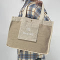 Wholesale Handle Custom Designer Waterproof Reusable Large Capacity Beach Burlap Jute Shopping Tote Bag With Logo