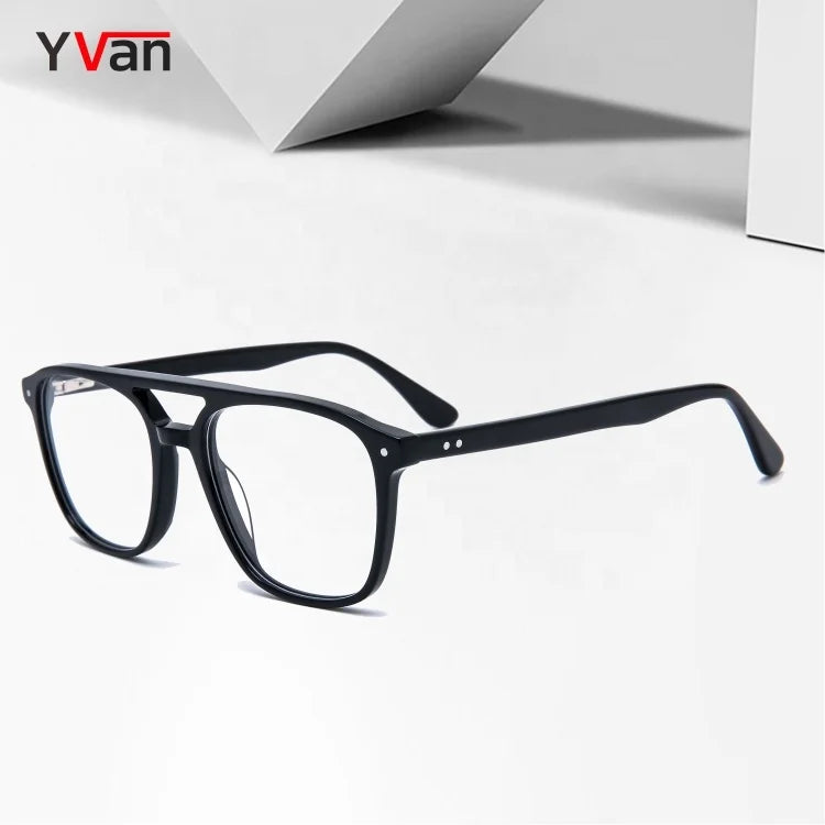 Luxury Men's Acetate Eyeglass Frames with Green Blue Light Blocking Solid Pattern and Radiation Protection Luxury Glass Eyes