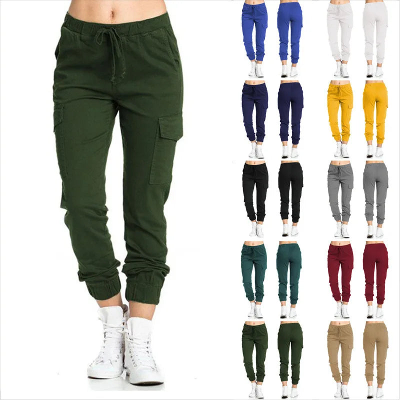 Wholesale Casual Pocket Overalls Puls Size Women Blank Jogger Autumn Multicolor Stretch Pants Mid Waist Bottom