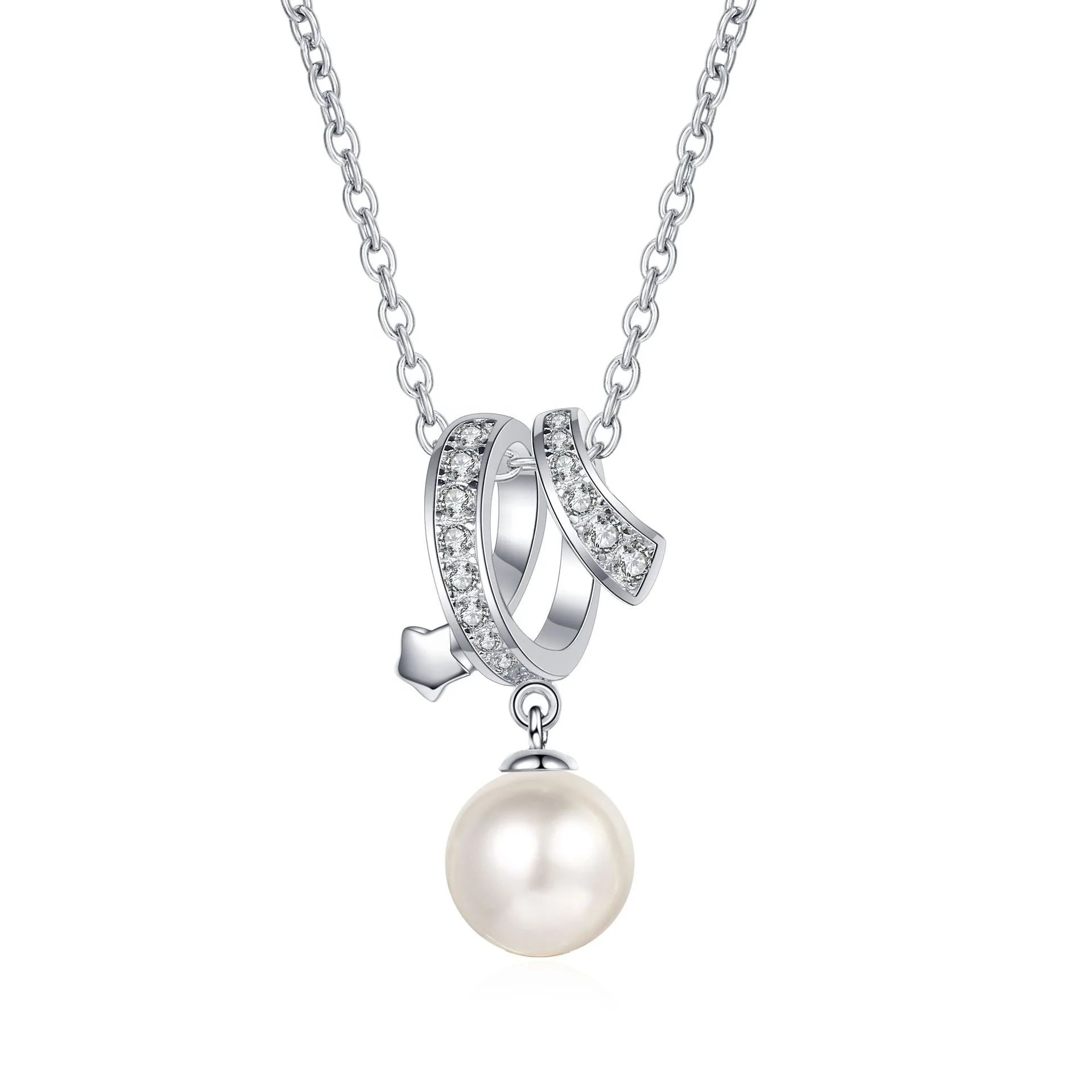 Freshwater Pearl Necklace 925 Sterling Silver VVS Moissanite Necklace 2023 Fine Jewelry