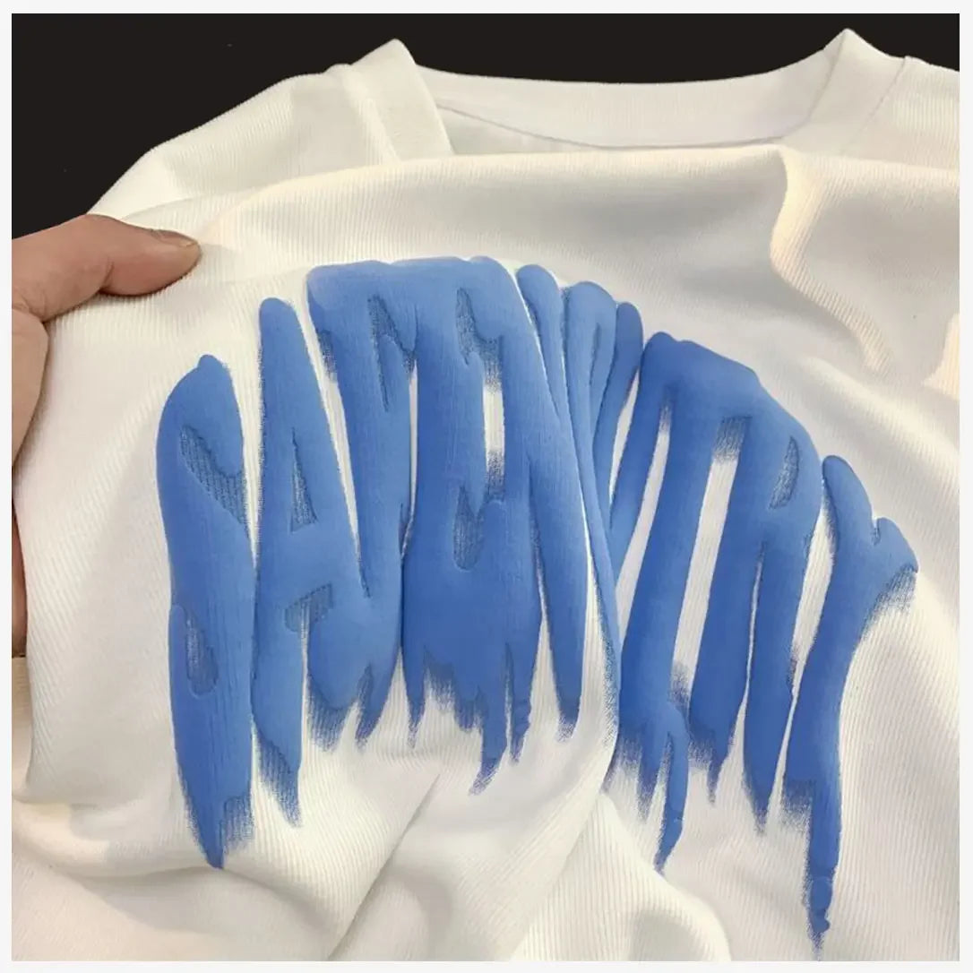260 Gsm Supima Cotton T Shirt for Men With Logo Tee Short Sleeve Men Custom 3d Foam Puff Print Graphic T Shirt Puff Print