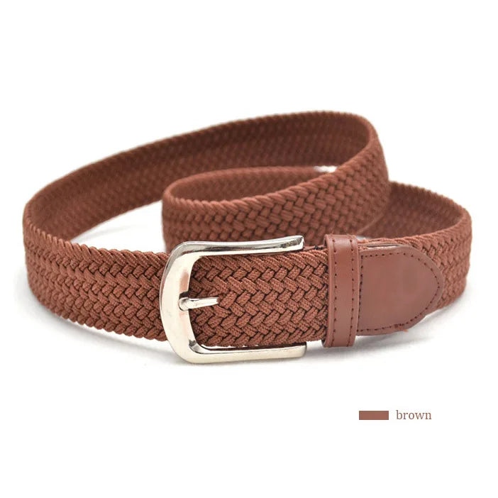 2025 Hot Selling Women's Elastic 3.5cm Web Knit Braid Stretch Casual Belt Polyester Fabric for Jeans and Golf Pants
