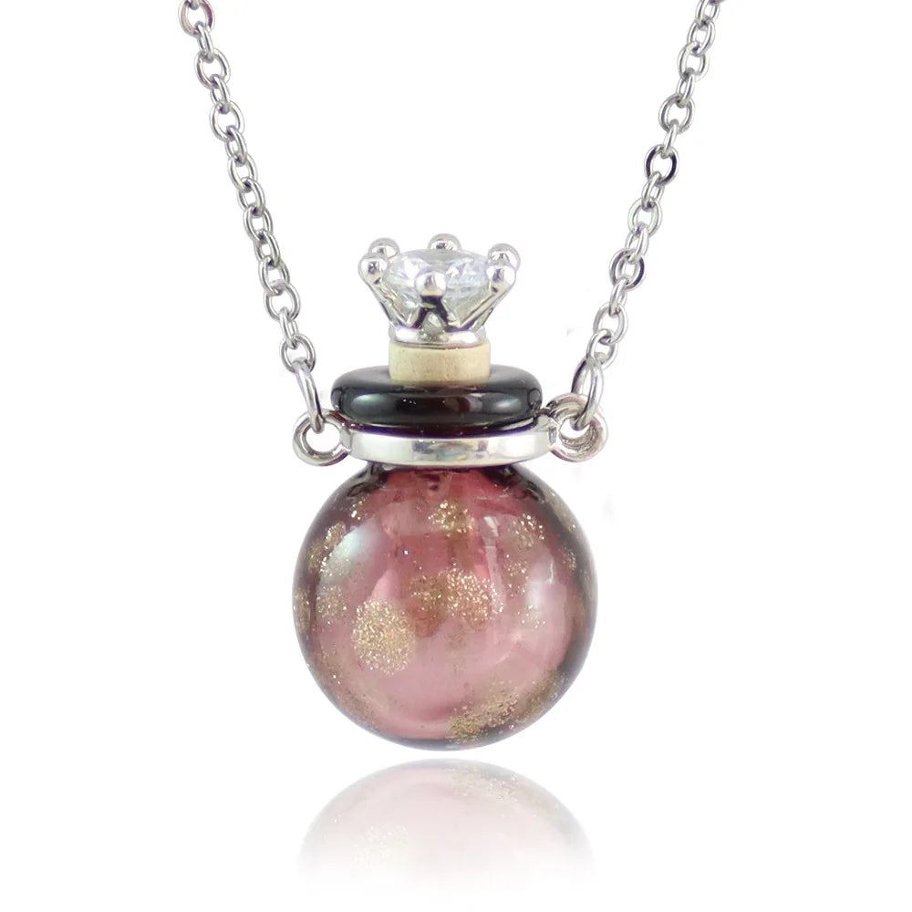 Friend Diffuser Bottle Pendant Necklace Stainless Steel Necklace Spherical Glass Perfume Bottle Necklace Gifts for Women