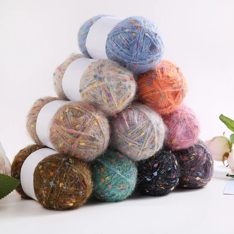 Cheap Hand Crochet Fancy Pom Pom Yarn 52 Colors DIY Sweater Yarn