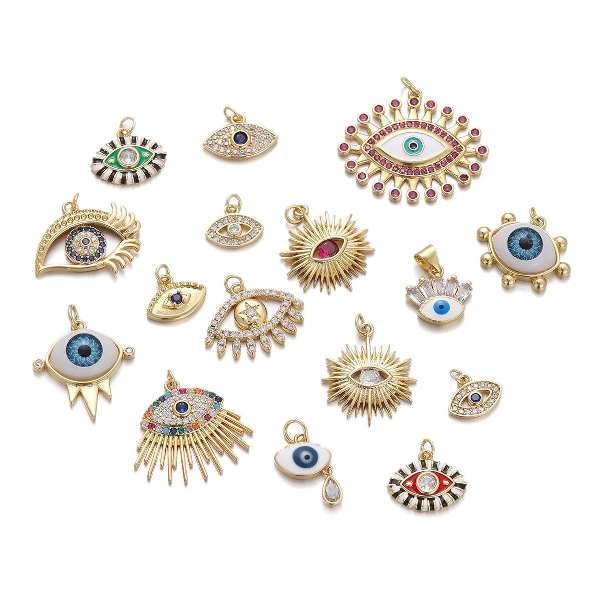 Supply Wholesale Turkish Eye Carved  Oil Zircon 18k Gold-plated Pendant for Diy Necklace Jewelry