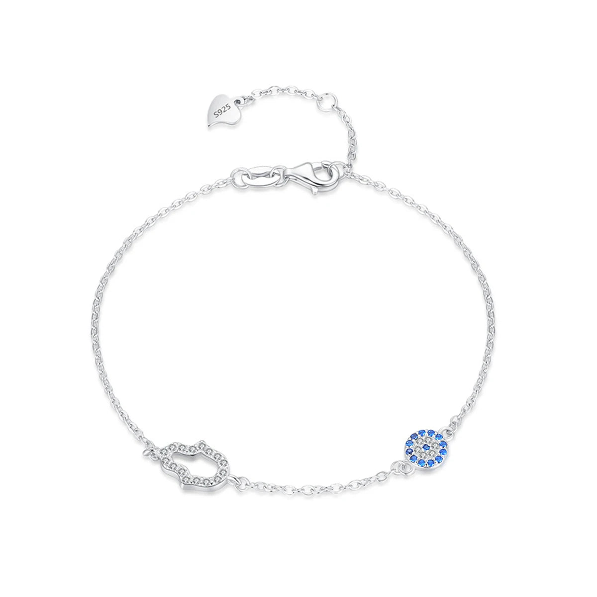 Blue Eyes Rhodium Plated Bracelet Jewelry Blue Zircon S925 Silver Bracelet for Birthday Gifts