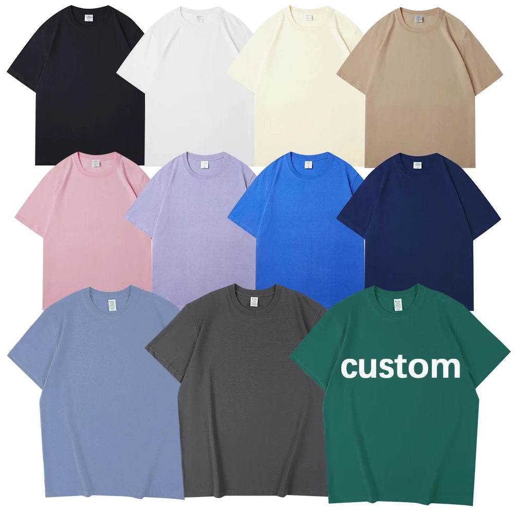 220 Gsm Cotton t Shirt Blank Tshirts for Men Heavy Weight With logo Custom logo Printed Graphic Plain 100% Cotton t Shirts